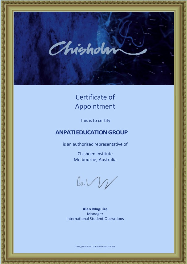 Chisholm Institute certificate